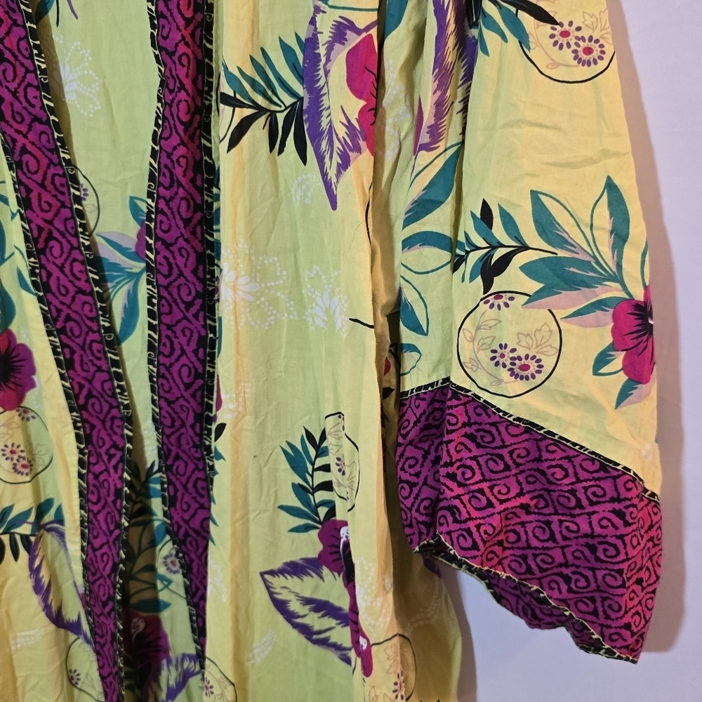 Soft Surroundings Vintage Colorful Boho Floral Print Open Front Kimono, One Size - Picture 4 of 9